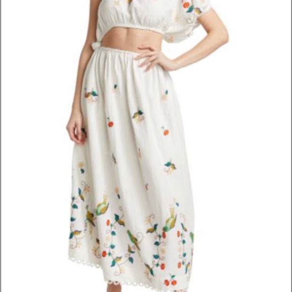 FARM Rio Pitanga One-Shoulder White Embroidered Maxi Dress Peasant Summer Resort - Picture 4 of 6